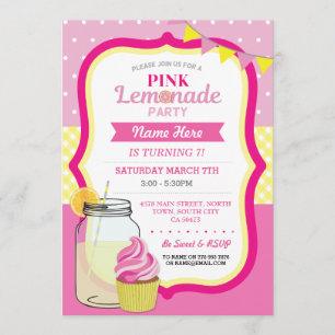 Invitation Cupcake Jar, fête d'anniversaire de la limonade ro