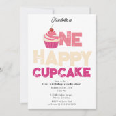 Invitation Cupcake Joyeux 1er Premier Anniversaire (Devant)