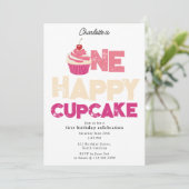 Invitation Cupcake Joyeux 1er Premier Anniversaire (Debout devant)