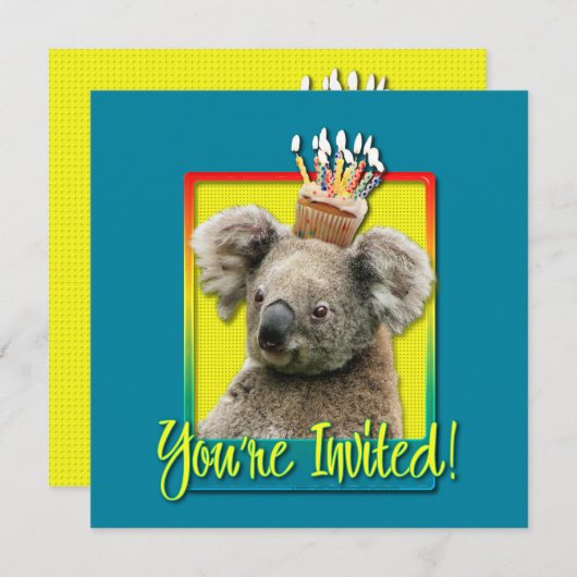 Invitation Cupcake - Koala (Devant / Derrière)