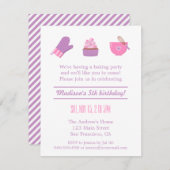 Invitation Cupcake moderne Purple Pink Baking Anniversaire (Devant / Derrière)