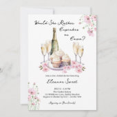 Invitation Cupcake ou Cava Delicate Fête des mariées florale  (Devant)