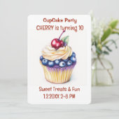 Invitation Cupcake Party Sweet Traitements (Debout devant)