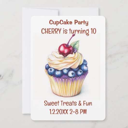 Invitation Cupcake Party Sweet Traitements (Devant)