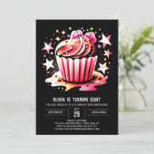 Invitation Cupcake Pastel Elegance Muffin Girl Anniversaire (Debout devant)