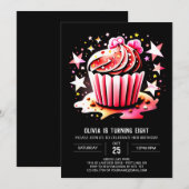 Invitation Cupcake Pastel Elegance Muffin Girl Anniversaire (Devant / Derrière)