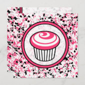 Invitation Cupcake - Plate-forme de peinture rose  (Devant / Derrière)