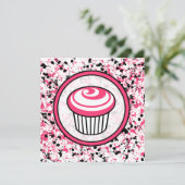Invitation Cupcake - Plate-forme de peinture rose  (Debout devant)