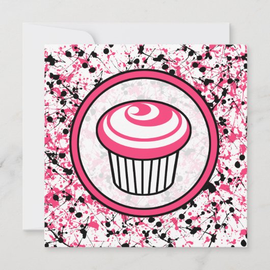 Invitation Cupcake - Plate-forme de peinture rose  (Devant)