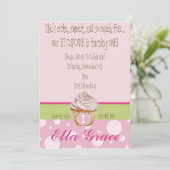 Invitation Cupcake & Pois - Vert (Debout devant)