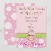 Invitation Cupcake & Pois - Vert (Devant / Derrière)