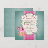 Invitation Cupcake Rose (Devant / Derrière)