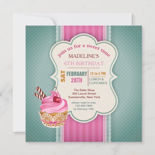 Invitation Cupcake Rose (Devant)