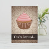 Invitation Cupcake rose/Brown (Debout devant)