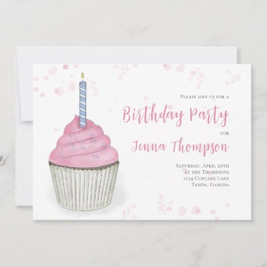 Invitation Cupcake rose Cupcake QR Code Médias sociaux simple (Devant)
