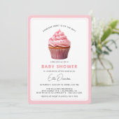 Invitation Cupcake rose Cute Pastel Dessert Baby shower fille (Debout devant)