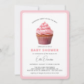 Invitation Cupcake rose Cute Pastel Dessert Baby shower fille (Devant)