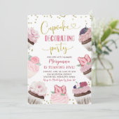 Invitation Cupcake rose Décoration Fête Anniversaire Invitati (Debout devant)