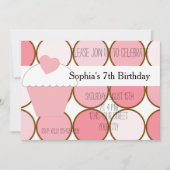 Invitation Cupcake rose et points Anniversaire (Devant)