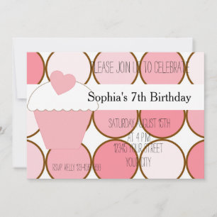 Invitation Cupcake rose et points Anniversaire