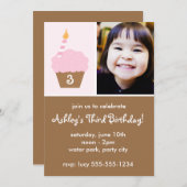 Invitation Cupcake rose pâle (Devant / Derrière)