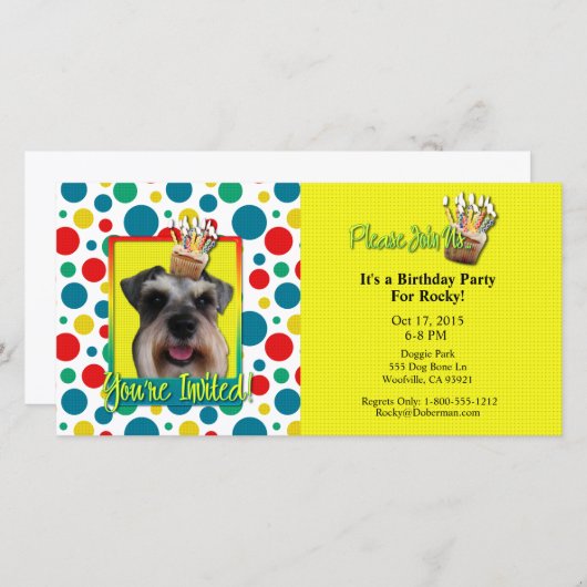 Invitation Cupcake - Schnauzer (Devant / Derrière)