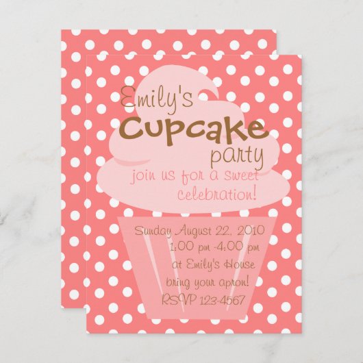 Invitation Cupcake Shaping Up Joliment (Devant / Derrière)