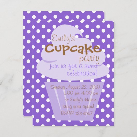 Invitation Cupcake Shaping Up Joliment (Devant / Derrière)