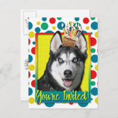 Invitation Cupcake - Sibérien Husky (Devant / Derrière)