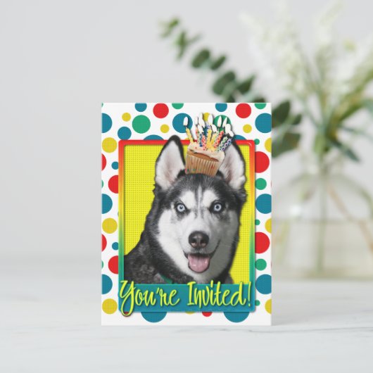 Invitation Cupcake - Sibérien Husky (Debout devant)