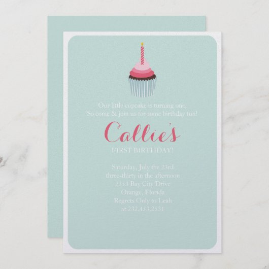 Invitation Cupcake sucré (Devant / Derrière)