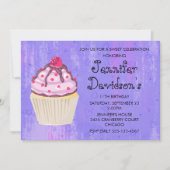 Invitation Cupcake sucré avec framboise sur le dessus (Devant)