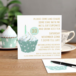 Invitation Cupcake Tea Party 30e anniversaire