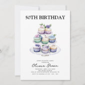 Invitation Cupcake Tea Party 50e anniversaire (Devant)