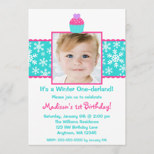 Invitation Cupcake Turquoise rose Snowflake Photo Anniversair