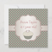 Invitation Cupcake vert rose 1er anniversaire (Devant)