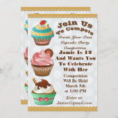 Invitation Cupcake Wars Bake Off Anniversaire Cercles gris In (Devant / Derrière)