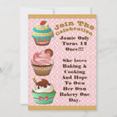Invitation Cupcake Wars Bake Off Anniversaire Rose Diamond In (Dos)