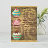 Invitation Cupcake Wars Bake Off Birthday Gold Swirl Invitati (Debout devant)