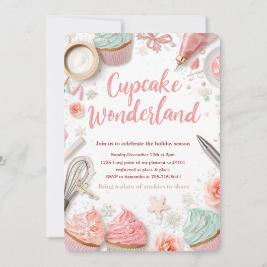 Invitation Cupcake Wonderland Pastel (Devant)
