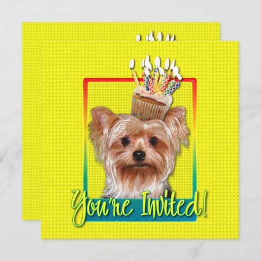 Invitation Cupcake - Yorkshire Terrier (Devant / Derrière)