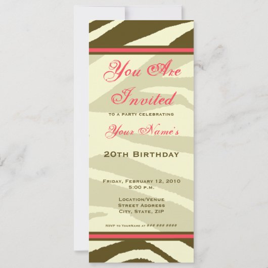 Invitation Cupcake - Zebra Brown Imprimer Skinny (Dos)