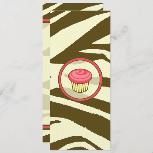Invitation Cupcake - Zebra Brown Imprimer Skinny (Devant / Derrière)