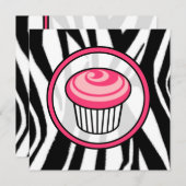 Invitation Cupcake - Zebra Print / Pink & Black (Devant / Derrière)
