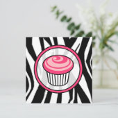 Invitation Cupcake - Zebra Print / Pink & Black (Debout devant)
