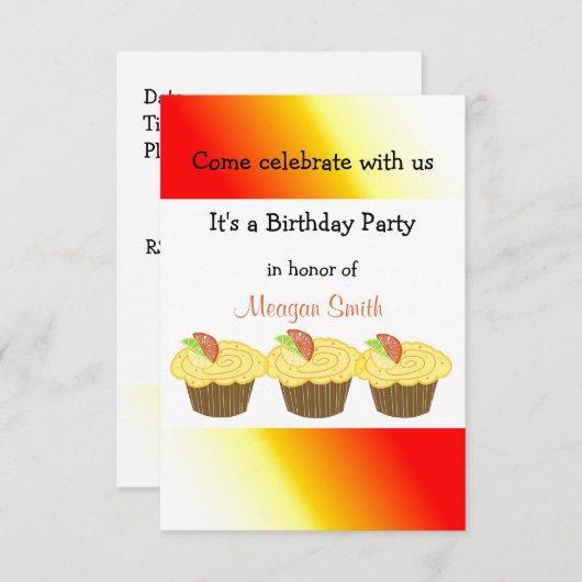 Invitation Cupcakes au citron (Devant / Derrière)