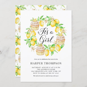Invitation Cupcakes citron Wreath C'est un Baby shower fille