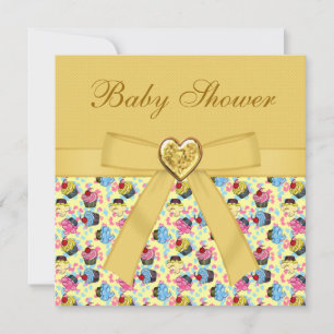 Invitation Cupcakes colorés Élégant Baby shower neutre