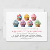 Invitation Cupcakes colorés | Jolie Fête d'Anniversaire pour (Devant)