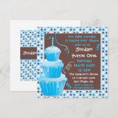 Invitation Cupcakes empilés 1er anniversaire avec des à petit (Devant / Derrière)